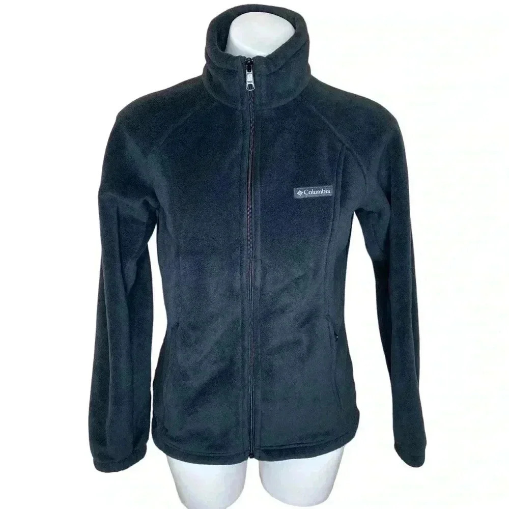 Columbia black fleece zip up coat jacket size medium gorpcore funnel neck